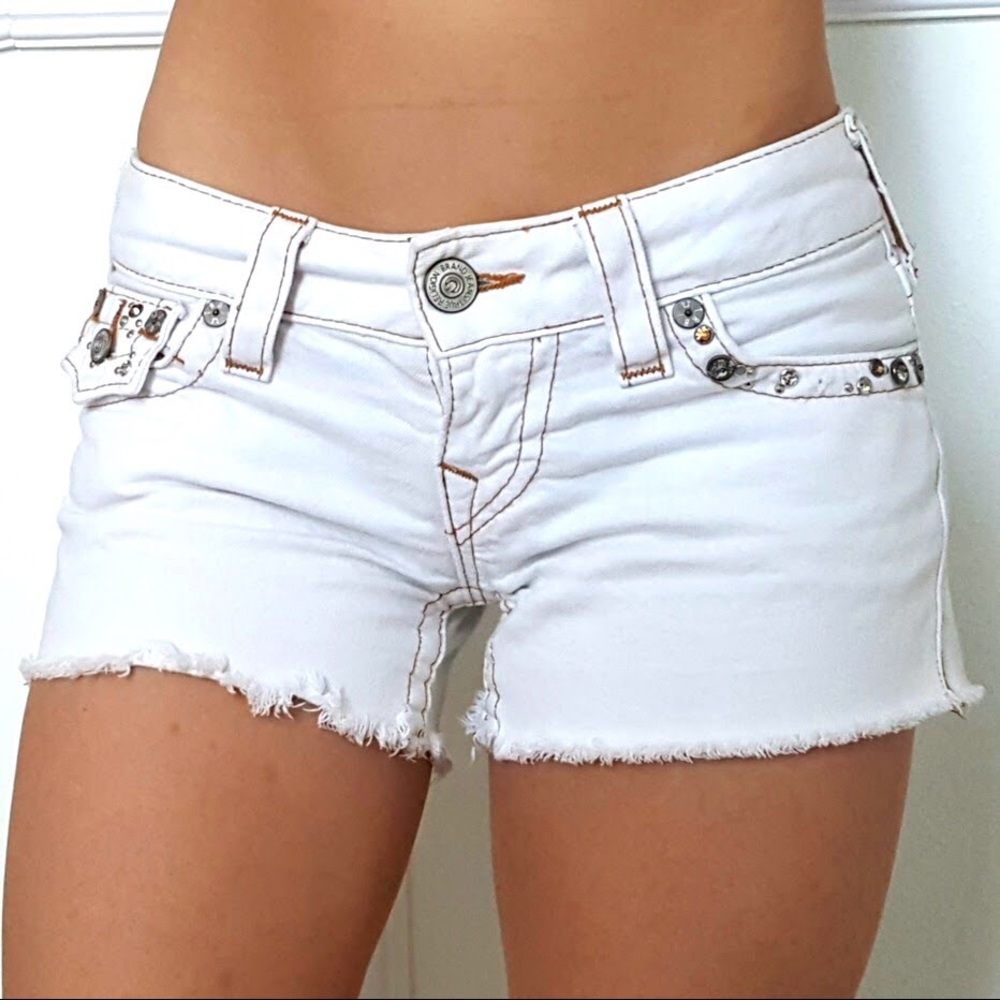 True Religion White Denim Jean Shorts w/ Sparkle